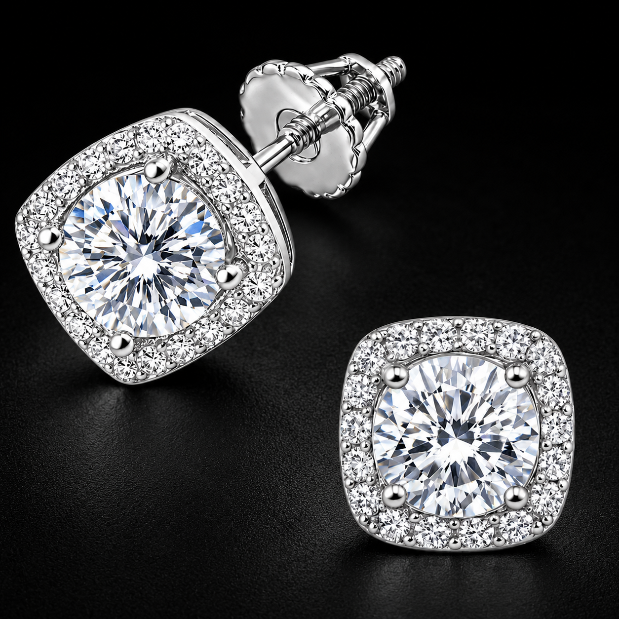 ORVEZI Square Halo Earrings