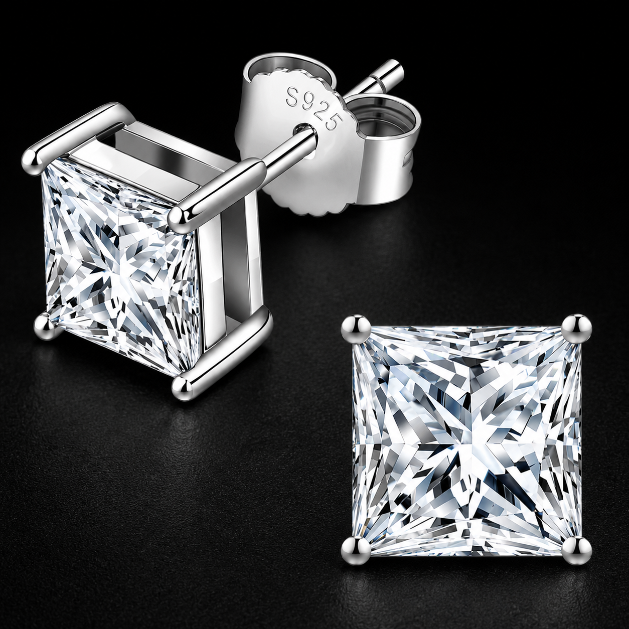 ORVEZI Princess Cut Earrings
