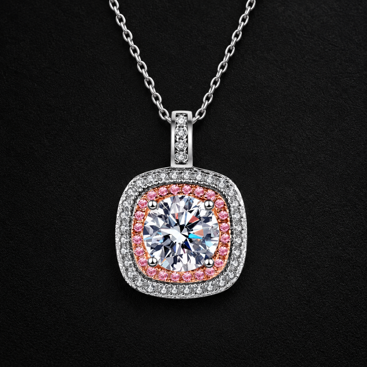 ORVEZI Square Halo Necklace