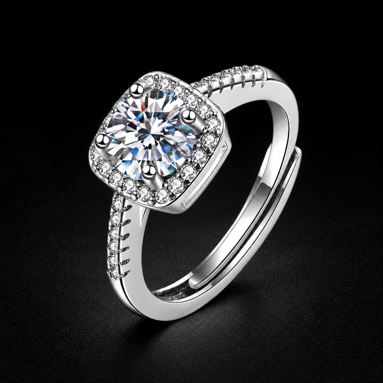 ORVEZI Adjustable Square Halo Ring